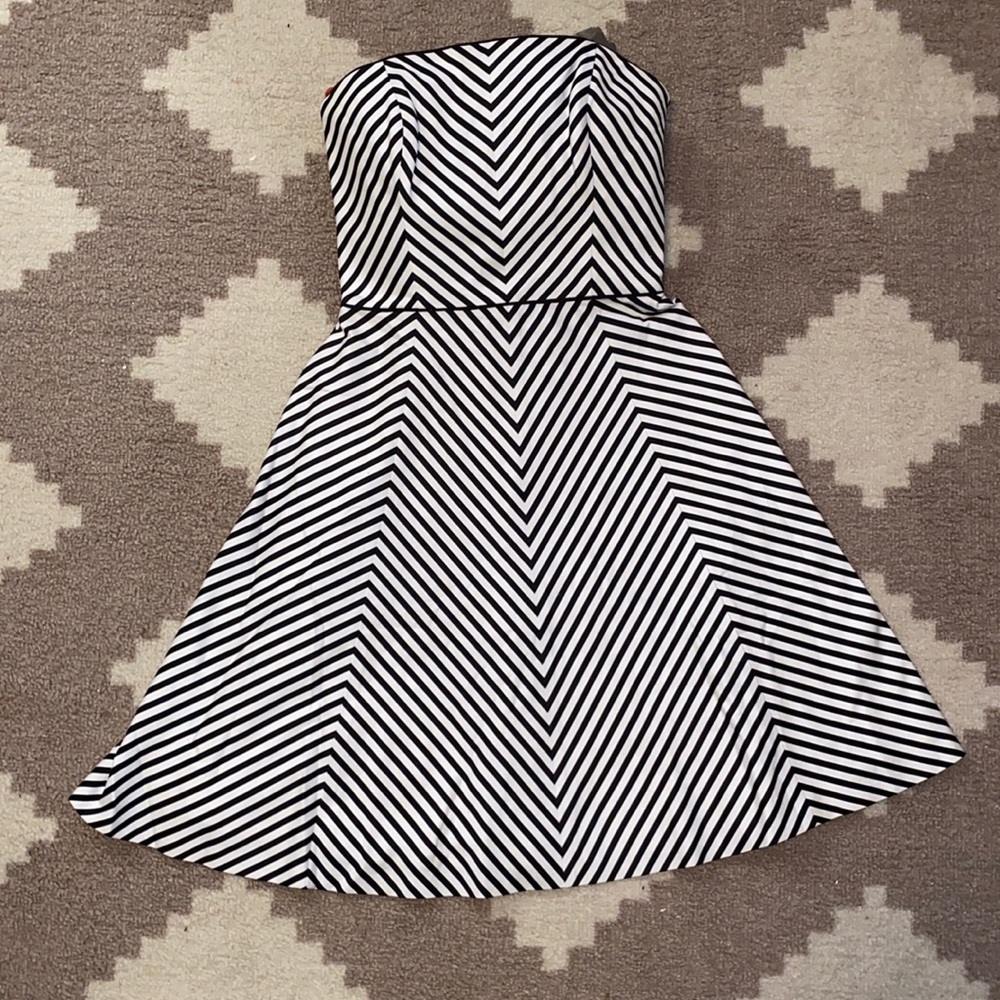 White House|Black Market Stripe Strapless Dress